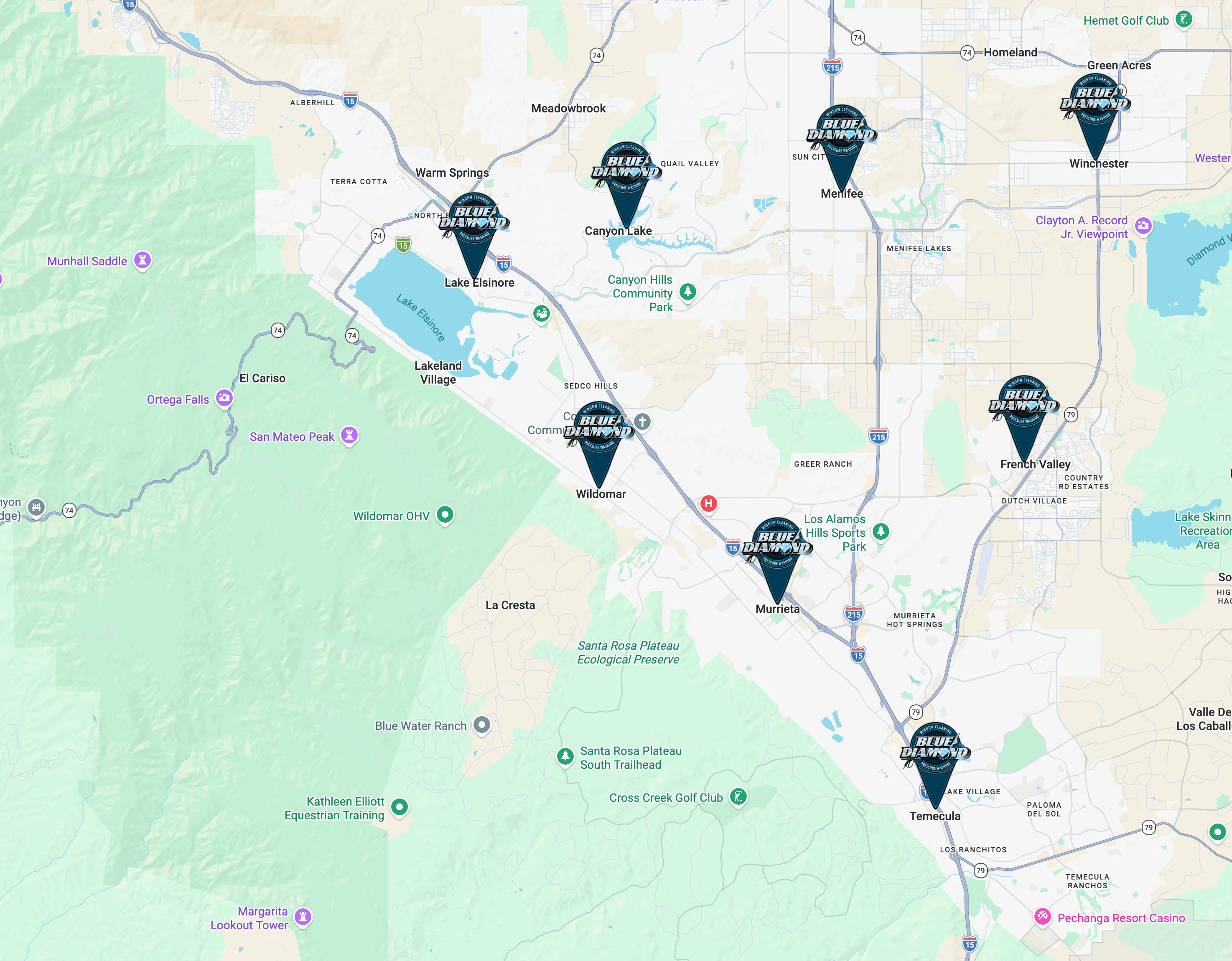 Blue Diamond service area map for Temecula Valley